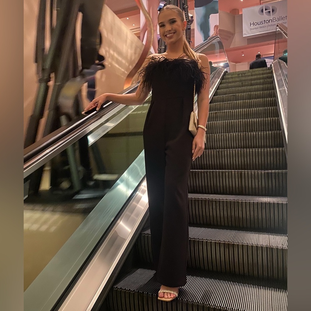 Lena Black Feathered Dress